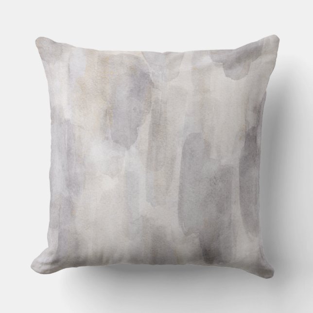 Abstract Grey & Tan Watercolor Cushion (Front)