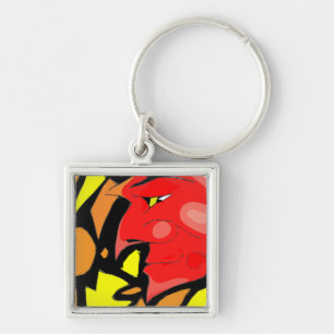 Abstract Grinning Devil Art Key Ring