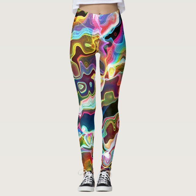 Abstract Groovy Colourful 1 Capri Leggings (Front)