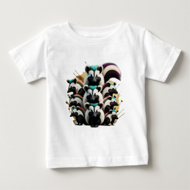 Abstract Group of Cute Funny Skunks Baby T-Shirt (Front)