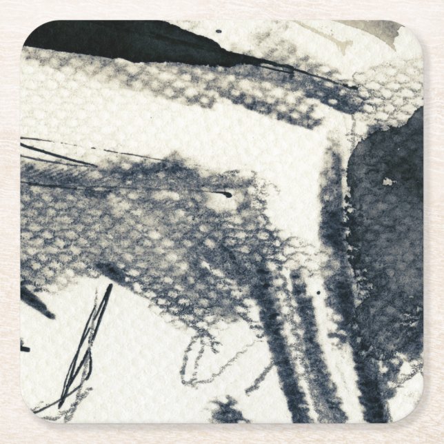 Abstract grunge background, ink texture. 3 square paper coaster (Front)
