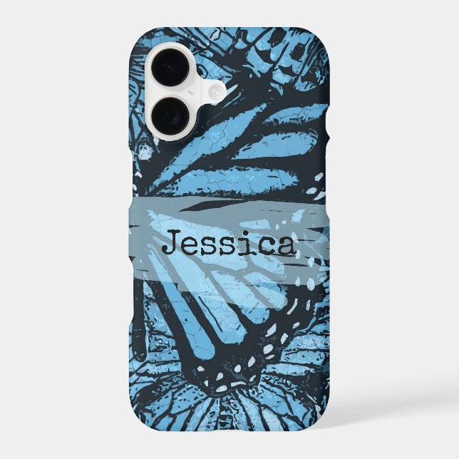 Abstract Grunge Blue Butterfly Art Personalized (Back)