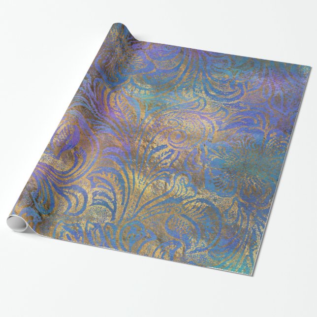Abstract grunge gold textures wrapping paper (Unrolled)
