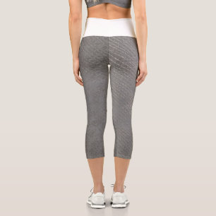 Abstract grunge leather texture capri leggings