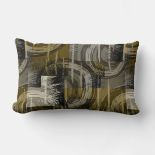 Abstract grunge, monochrome brown lumbar cushion