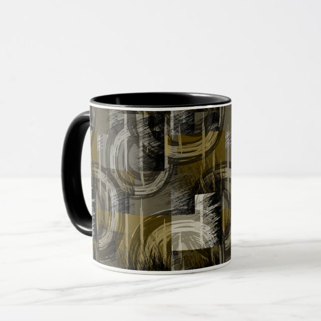 Abstract grunge, monochrome brown mug (Front Left)