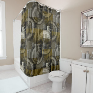 Abstract grunge, monochrome brown shower curtain