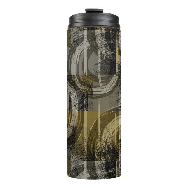 Abstract grunge, monochrome brown thermal tumbler (Front)