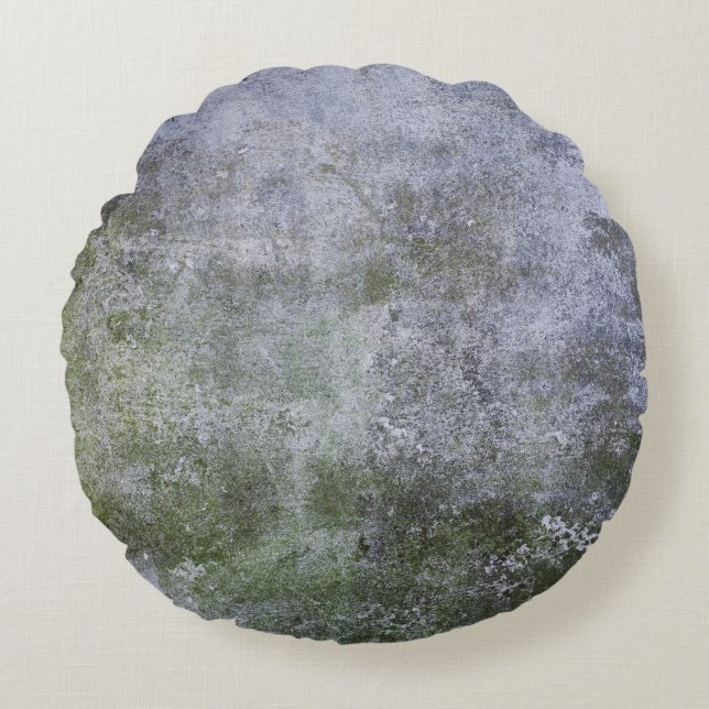 Abstract Grunge Moss Covered Concrete Wall Texture Round Cushion (Front)