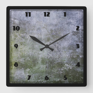 Abstract Grunge Moss Covered Concrete Wall Texture Square Wall Clock