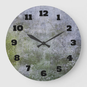 Abstract Grunge Moss Covered Stone Wall Texture Large Clock