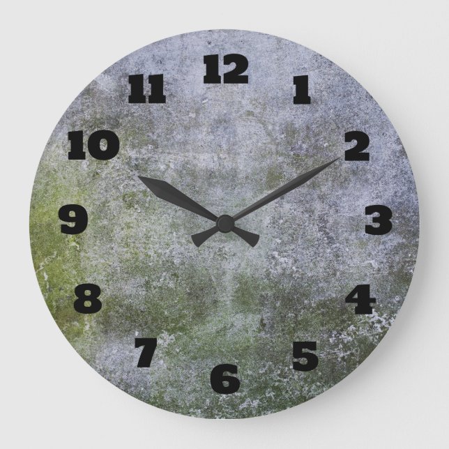 Abstract Grunge Moss Covered Stone Wall Texture Large Clock (Front)