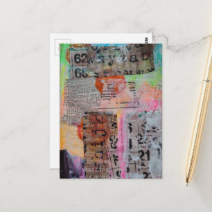 Abstract Grunge Numbers Letters collage Postcard