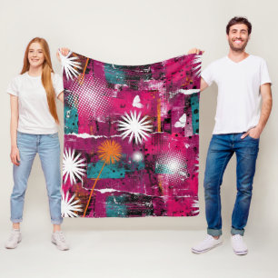 Abstract Grunge Pattern with Dandelion Fleece Blanket