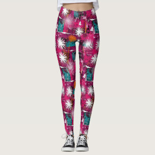 Abstract Grunge Pattern with Dandelion Leggings