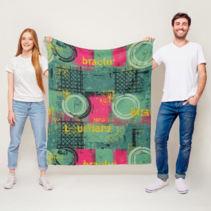 Abstract Grunge Pattern with Geometric Shapes Fleece Blanket