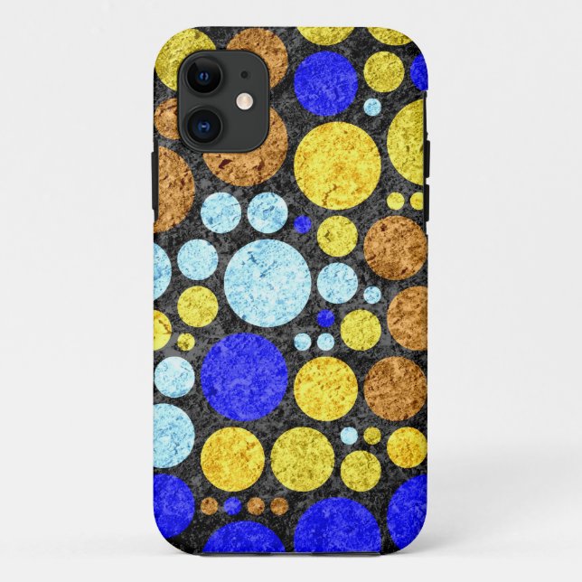 Abstract Grunge Polka Dots | Yellow Blue Aqua Case-Mate iPhone Case (Back)