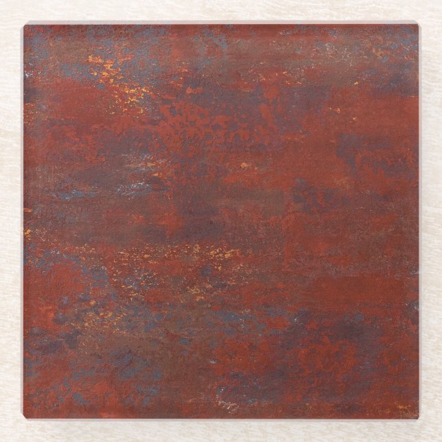 Abstract grunge rusty texture: realistic stucco glass coaster (Front)