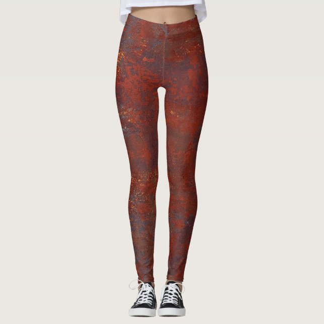 Abstract grunge rusty texture: realistic stucco leggings (Front)