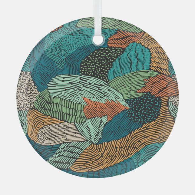 Abstract Grunge: Seamless Pattern Design. Glass Tree Decoration (Front)