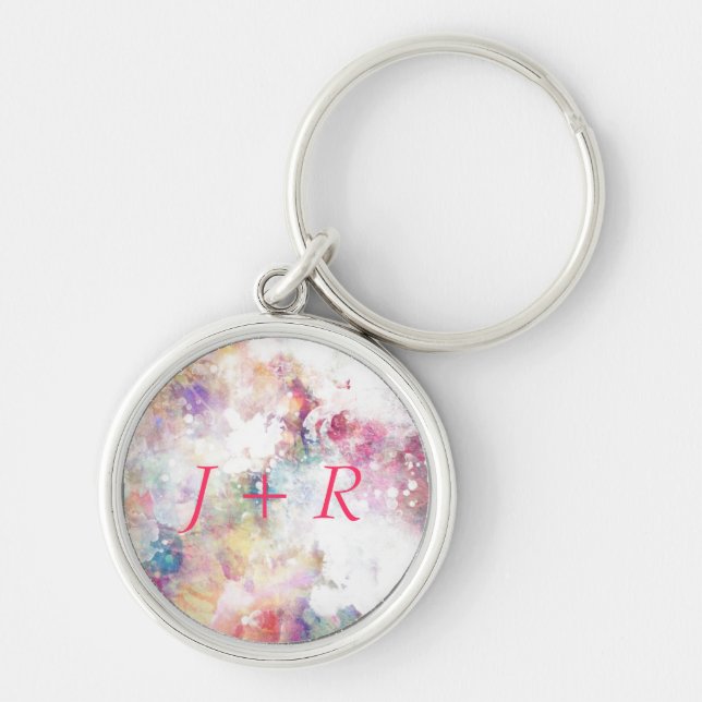 Abstract grunge texture with watercolor paint 2 key ring (Front)