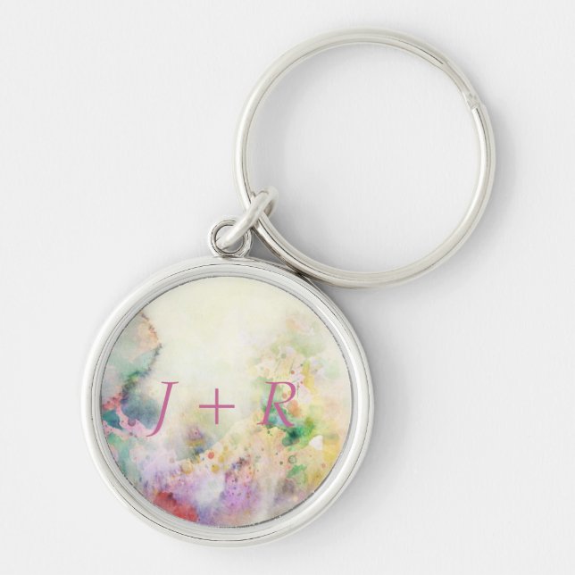 Abstract grunge texture with watercolor paint key ring (Front)