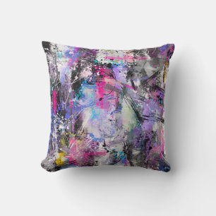 Abstract Grungy Colourful Paint Cushion
