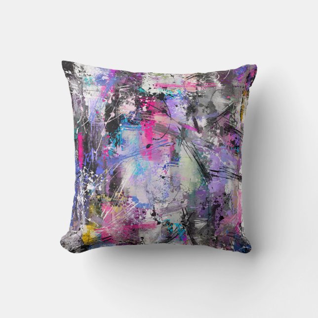 Abstract Grungy Colourful Paint Cushion (Front)