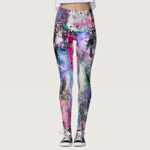 Abstract Grungy Colourful Paint Leggings