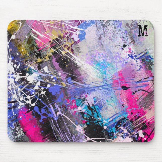 Abstract Grungy Colourful Paint Mouse Pad (Front)