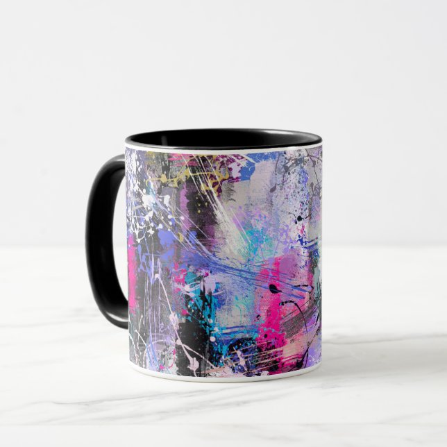 Abstract Grungy Colourful Paint Mug (Front Left)