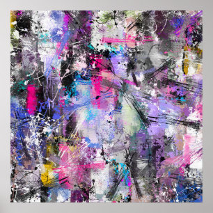 Abstract Grungy Colourful Paint Poster