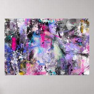 Abstract Grungy Colourful Paint Poster