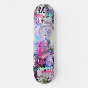 Abstract Grungy Colourful Paint Skateboard