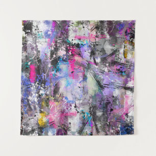 Abstract Grungy Colourful Paint Tapestry