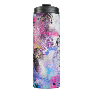 Abstract Grungy Colourful Paint Thermal Tumbler