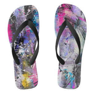 Abstract Grungy Colourful Paint Thongs