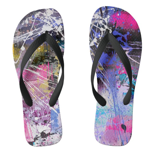 Abstract Grungy Colourful Paint Thongs (Footbed)