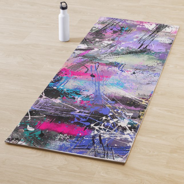 Abstract Grungy Colourful Paint Yoga Mat (In Situ)