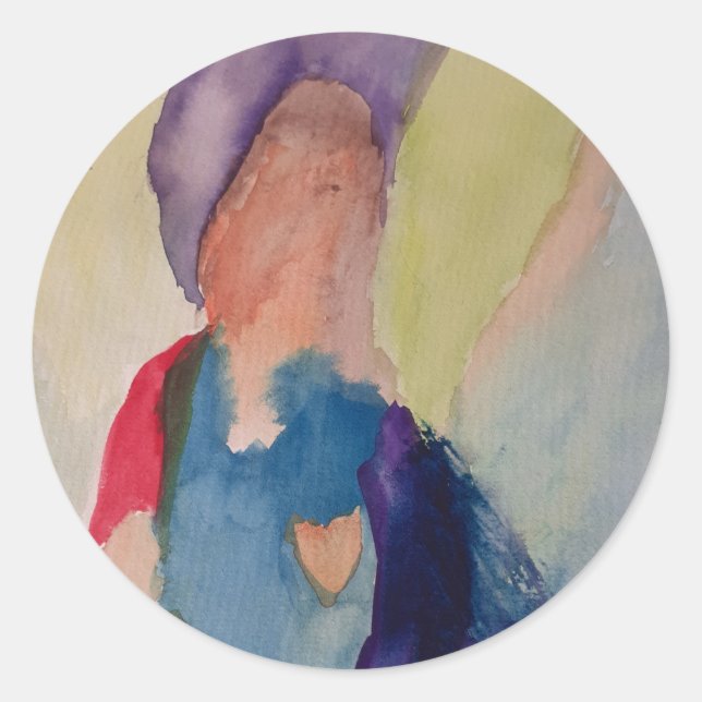 Abstract Guardian Angel Round Sticker (Front)
