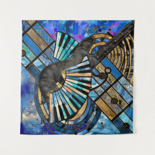 Abstract Guitar and Keys Art Collage Mixed Texture Tapestry