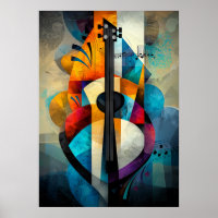 Abstract Guitar Art - Geometric Music Design