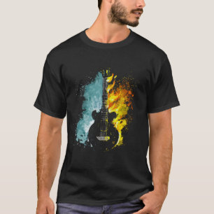 Abstract Guitar Fire and Water Fusion Art T-Shirt