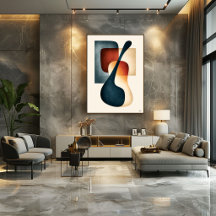 Abstract Guitar Silhouette Japandi Music Wall Art