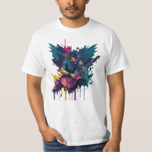 Abstract Guitarist Colourful Artsy Fun Whimsical T-Shirt