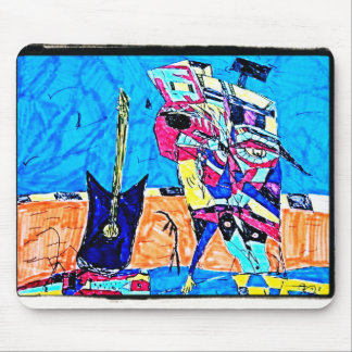 ABSTRACT GUITARIST DRAWING MOUSE PAD