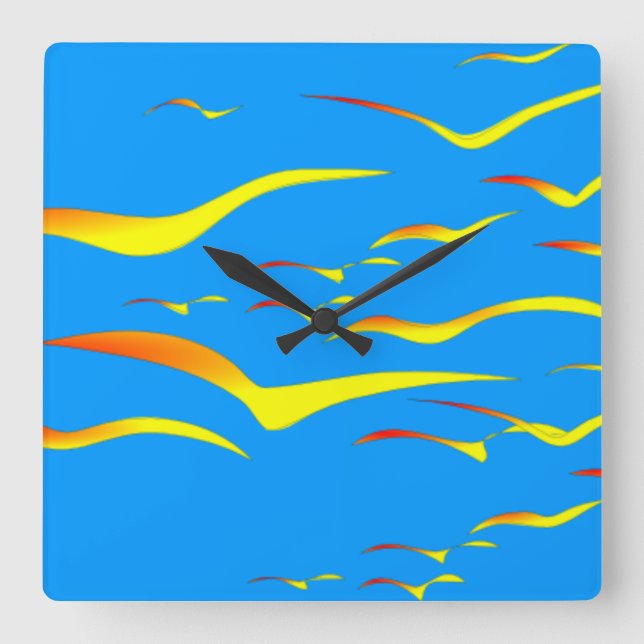 Abstract Gulls in Flight Wall Clock (Front)