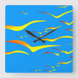 Abstract Gulls in Flight Wall Clock