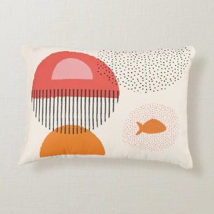 Abstract half circle Dots fish Pillow 16" x 12"