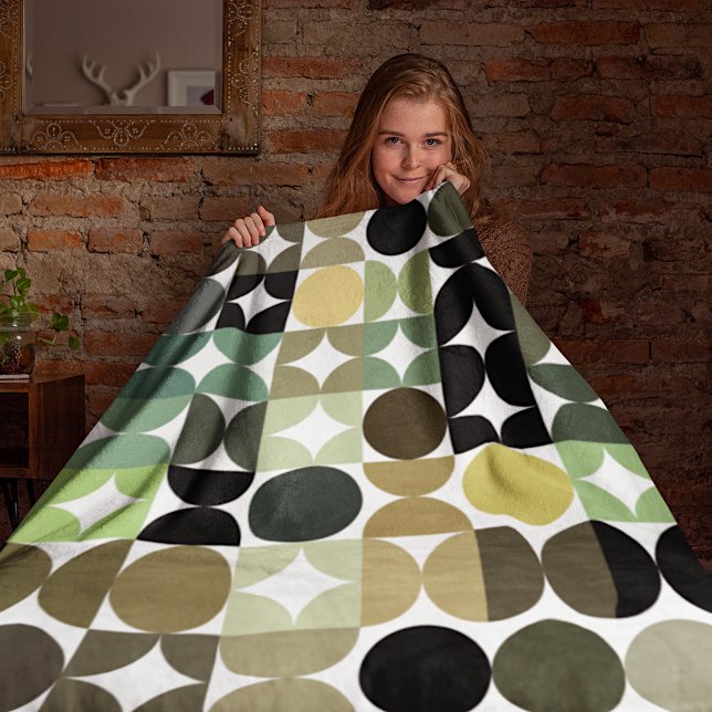 Abstract Half Circles Mod Op Fusion Art Pattern Fleece Blanket (Creator Uploaded)